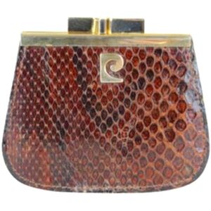 Pierre Cardin Brown Snakeskin Logo Coin Purse Wallet 1970s